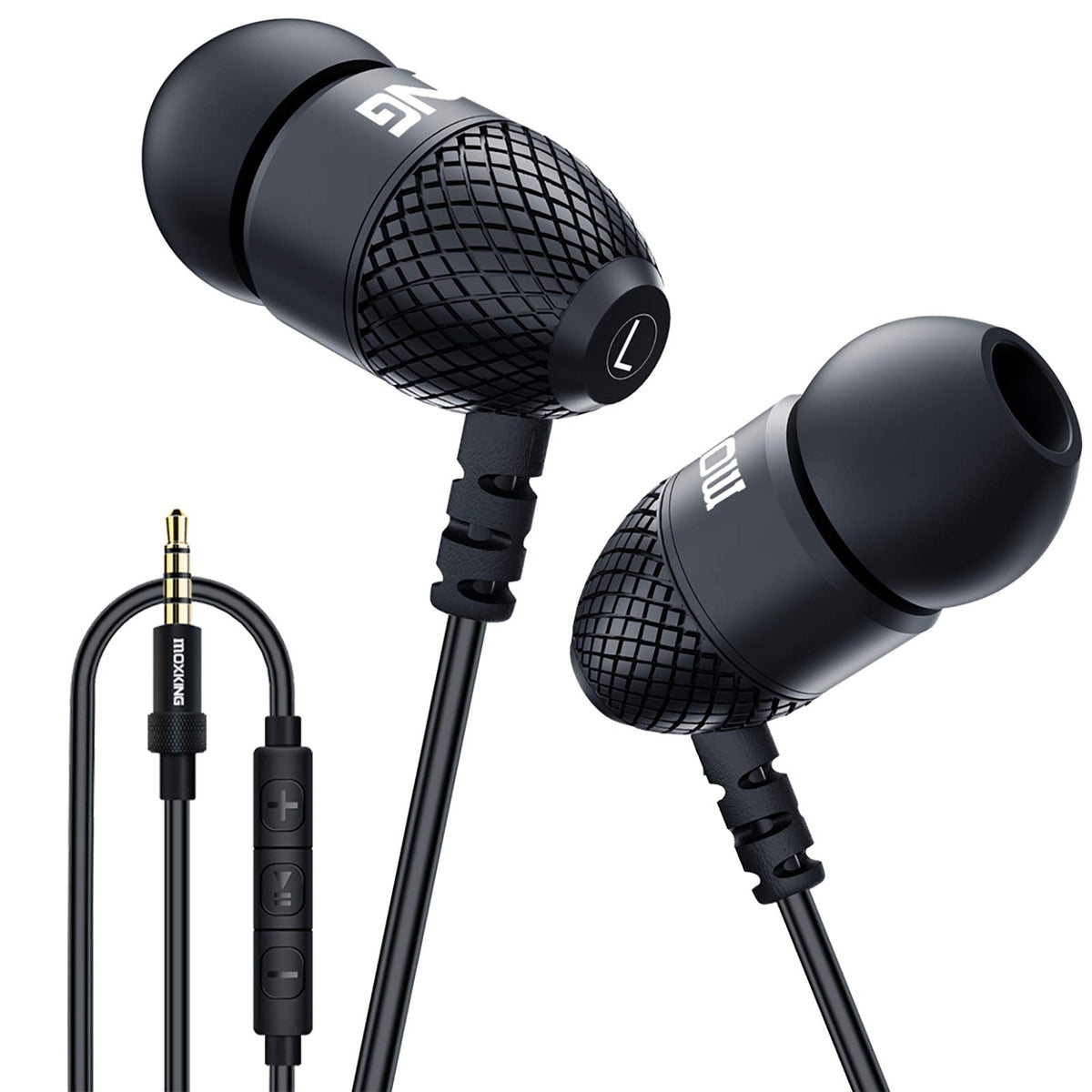MOXKING M2 front view showing packaging and earbuds for clear product understanding