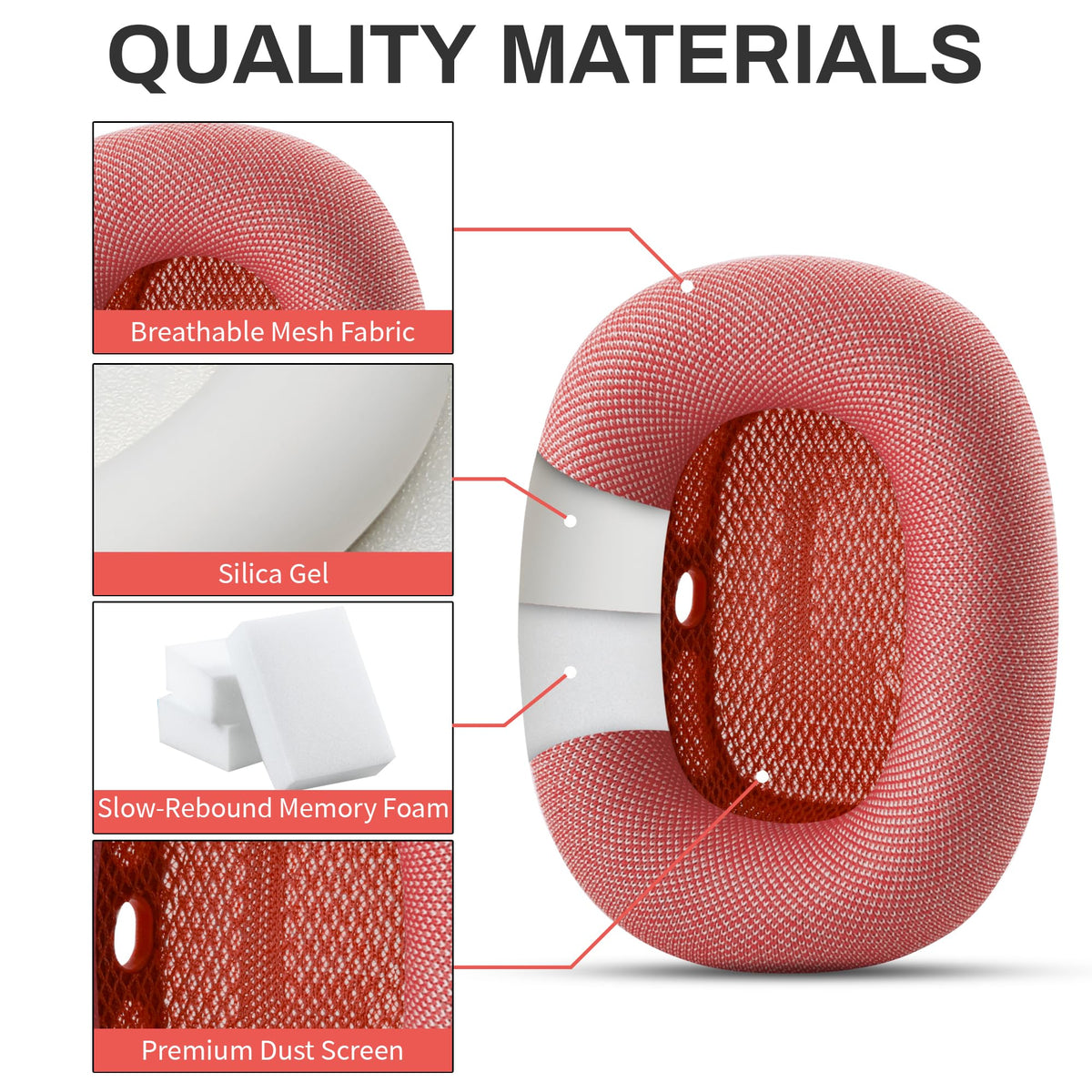 Moxuanze AirPods Max cushions magnetic-fit close-up emphasizing quick snap-on design