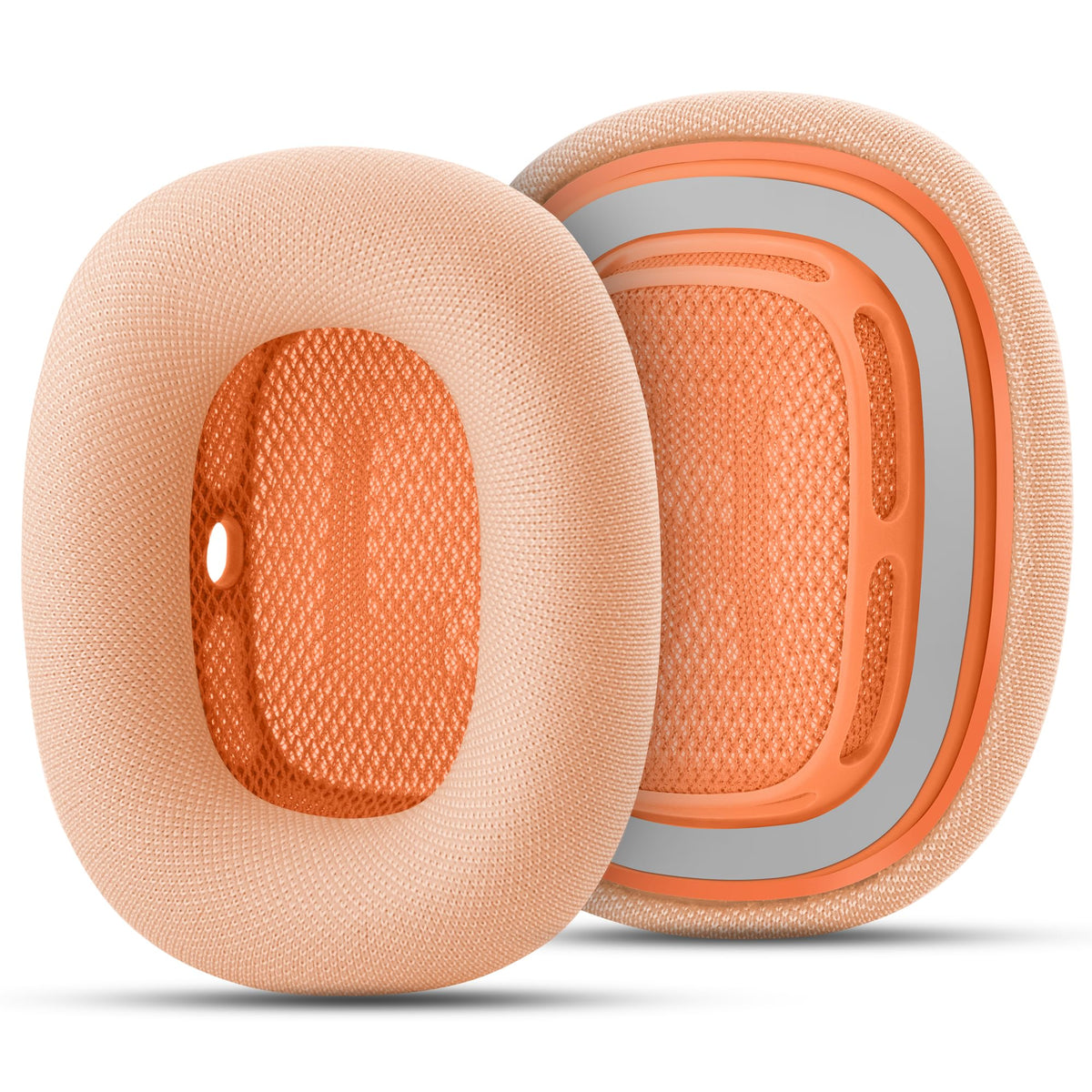 Moxuanze AirPods Max cushions with orange magnetic fit for secure, quick snap-on