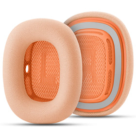 Moxuanze AirPods Max cushions with orange magnetic fit for secure, quick snap-on