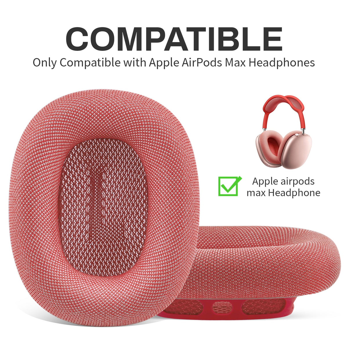 Moxuanze AirPods Max cushions side view showing breathable fabric for all-day wear