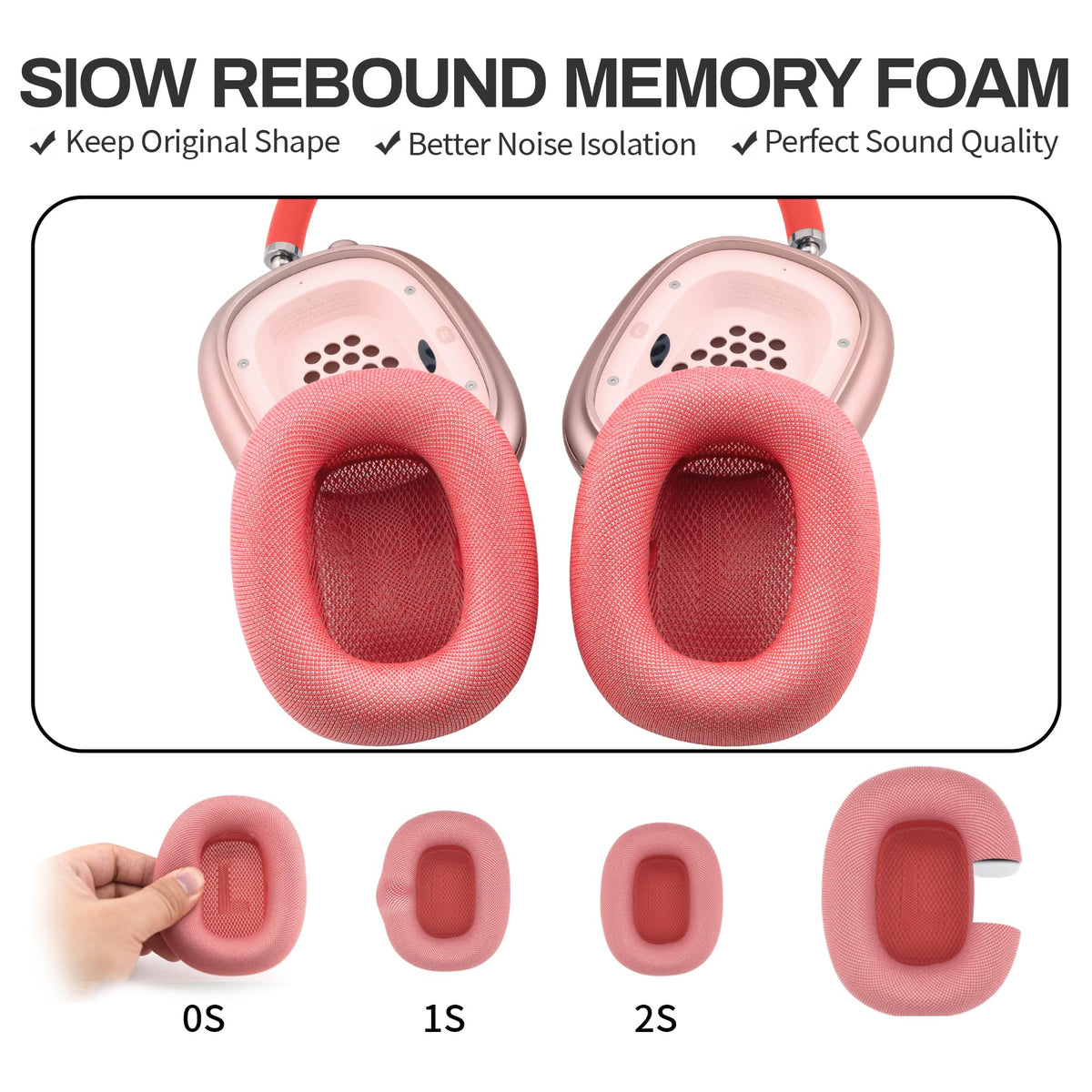 Moxuanze AirPods Max cushions with silicone seal visual focusing on noise isolation