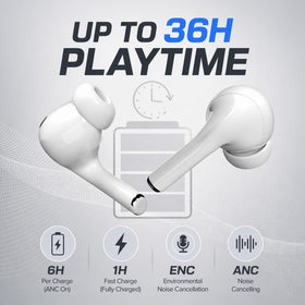 MOYEE Pro 3 earbuds beside a coin for scale showing compact portability