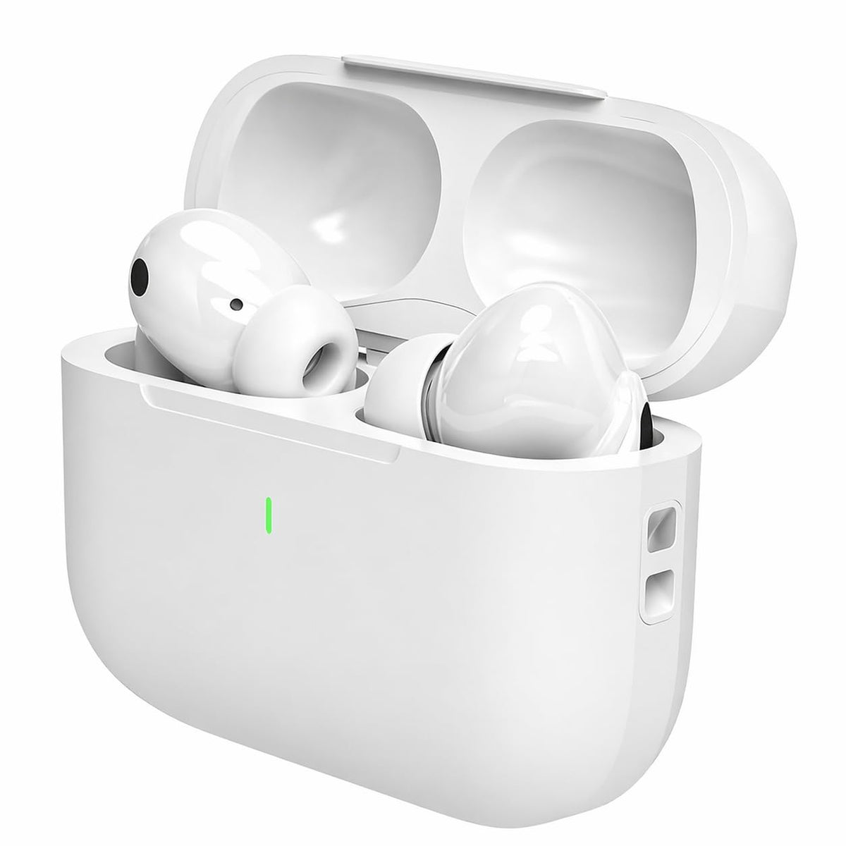 MOYEE Pro 3 front view with charging case showing compact storage benefit