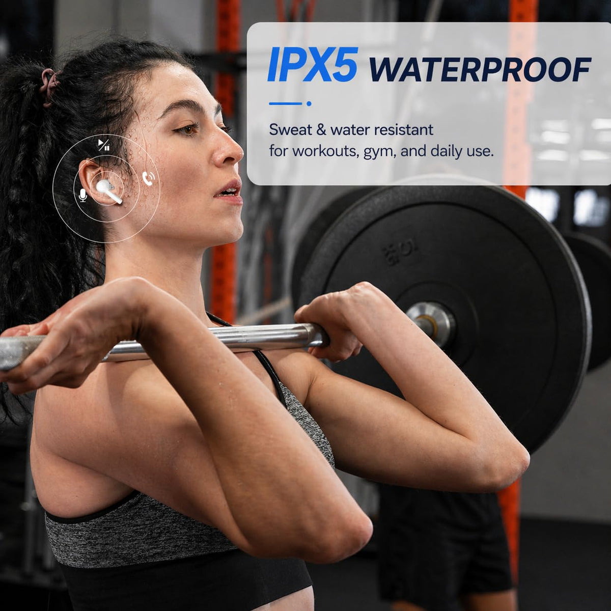 MOYEE Pro 3 splashed with water showing IPX5 protection during exercise
