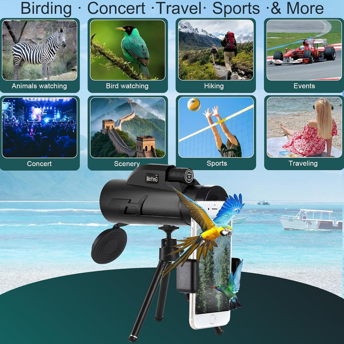 MoYinG 20x50 monocular durable build for outdoor adventures
