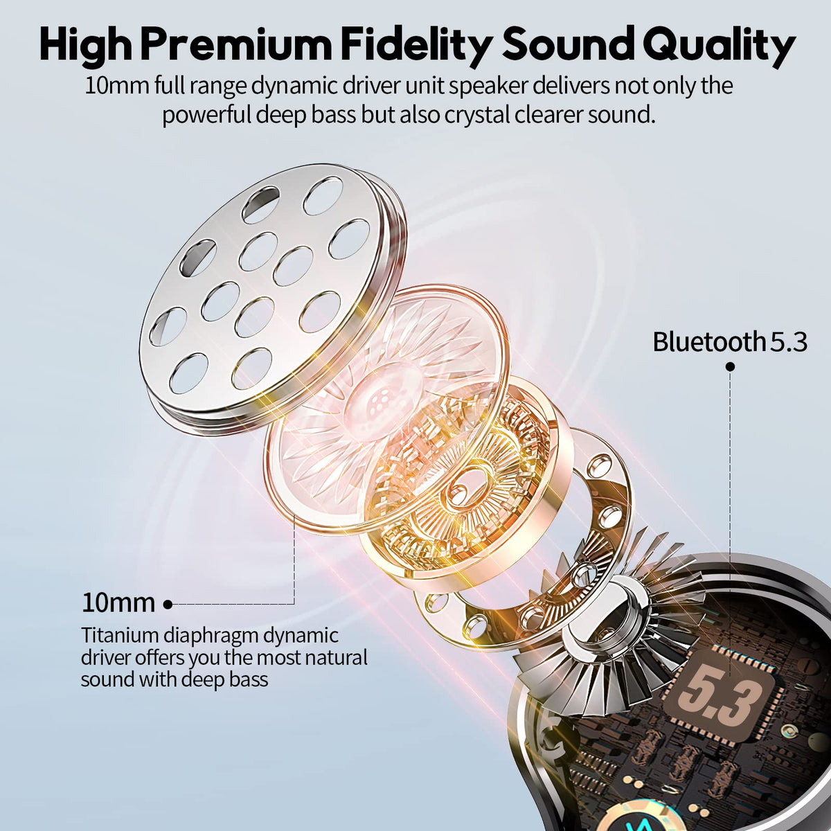 MOZOTER DBK02 8mm driver delivers deep bass and clear highs.