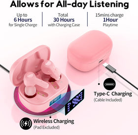 MOZOTER battery life up to 6 hours per earbud with 36 extra hours in case.