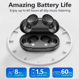 MOZOTER S8 Mini Earbuds charging case extends playtime.