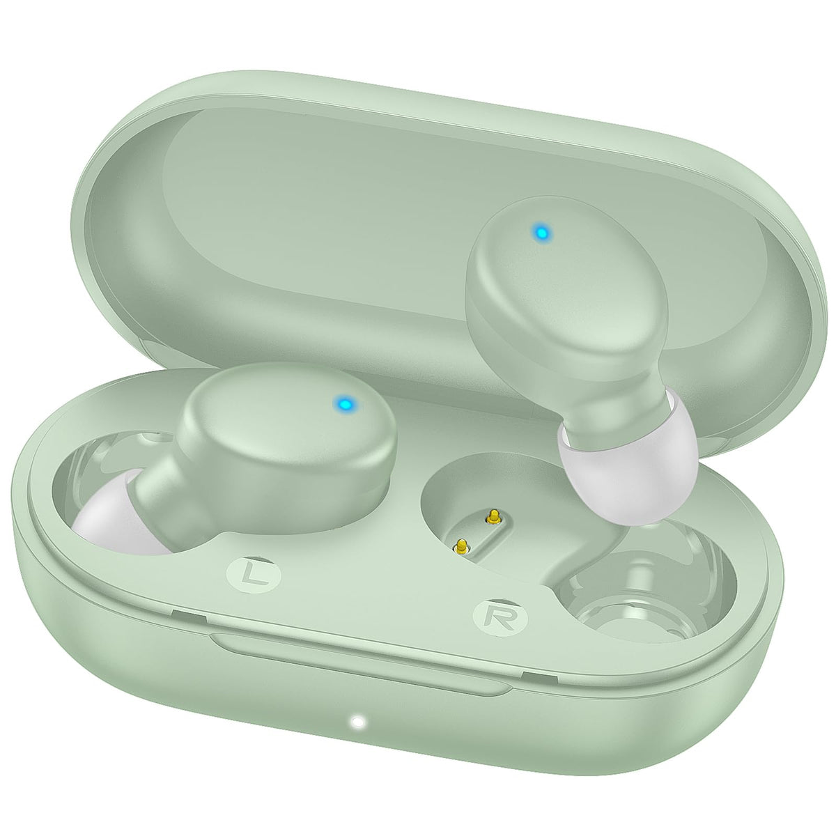 MOZOTER S8 Mini earbuds in green with compact design for daily comfort during workouts