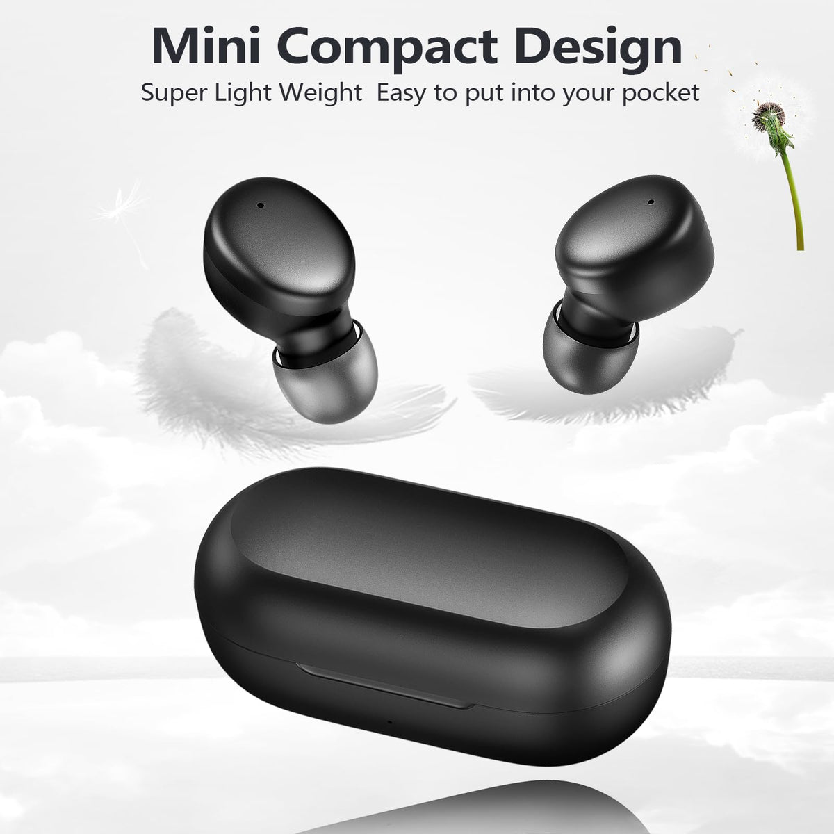 MOZOTER S8 Mini Earbuds sport-friendly, ultra-light for workouts.