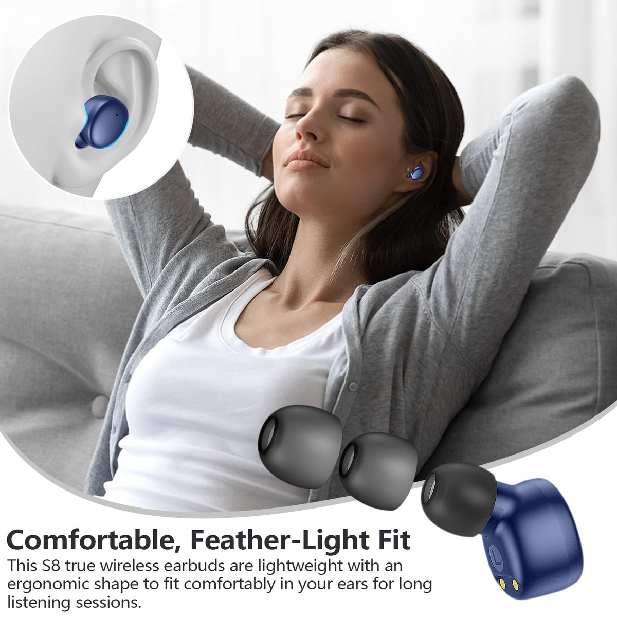 Mozoter S8 Mini ultra-lightweight design ideal for workouts and daily use.