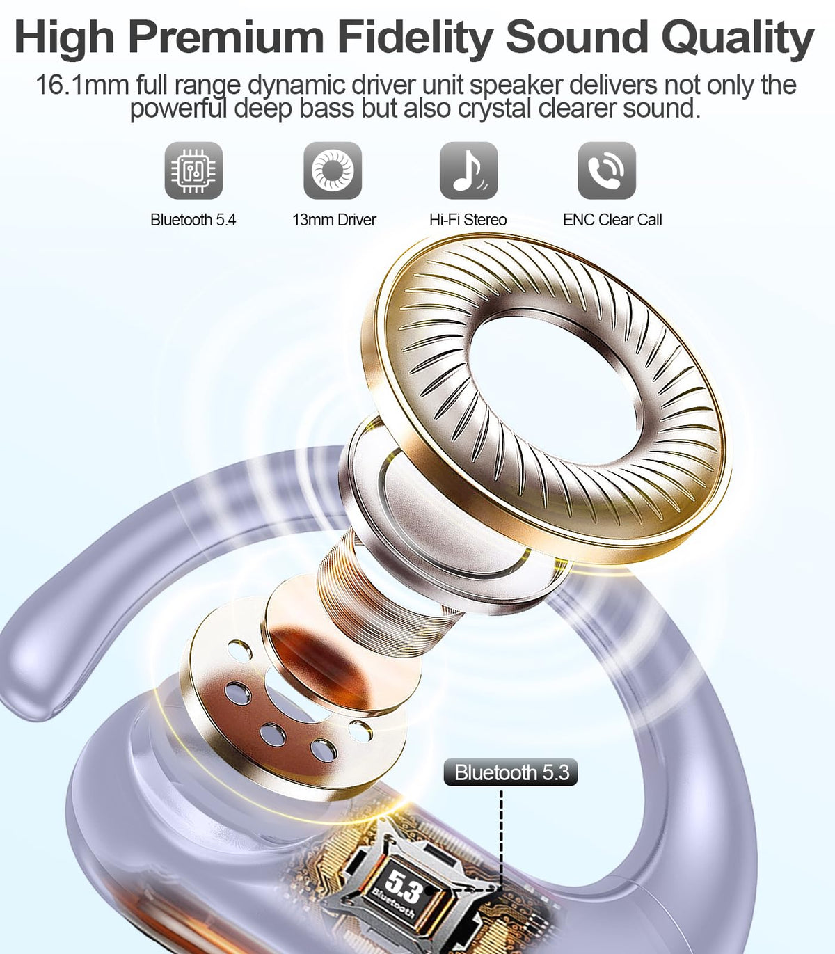 MOZOTER over-ear design with earhooks for secure comfortable wear
