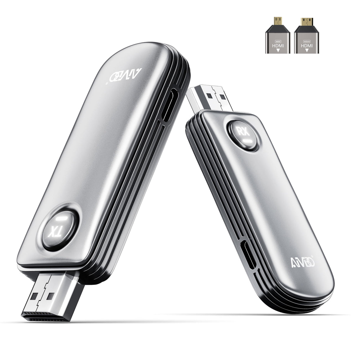 MpioLife TX RX front view shows plug and play wireless mirroring for quick presentations