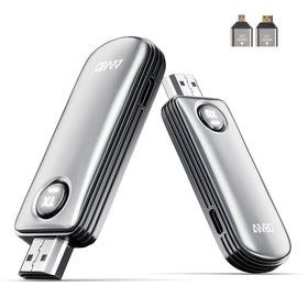 MpioLife TX RX front view shows plug and play wireless mirroring for quick presentations
