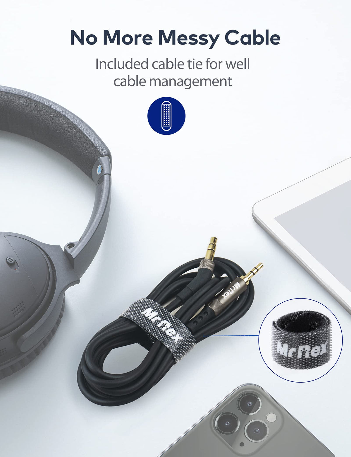 Mr Rex oxygen-free copper core for clear sound and low loss.