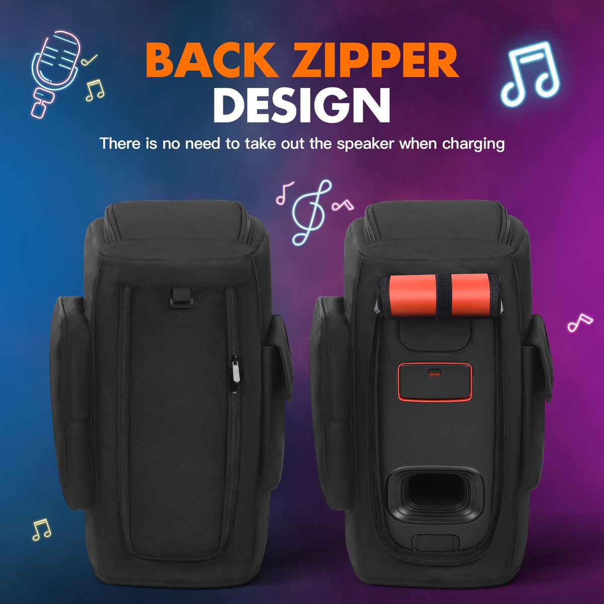 MRINCA cover on speaker at outdoor party protecting equipment