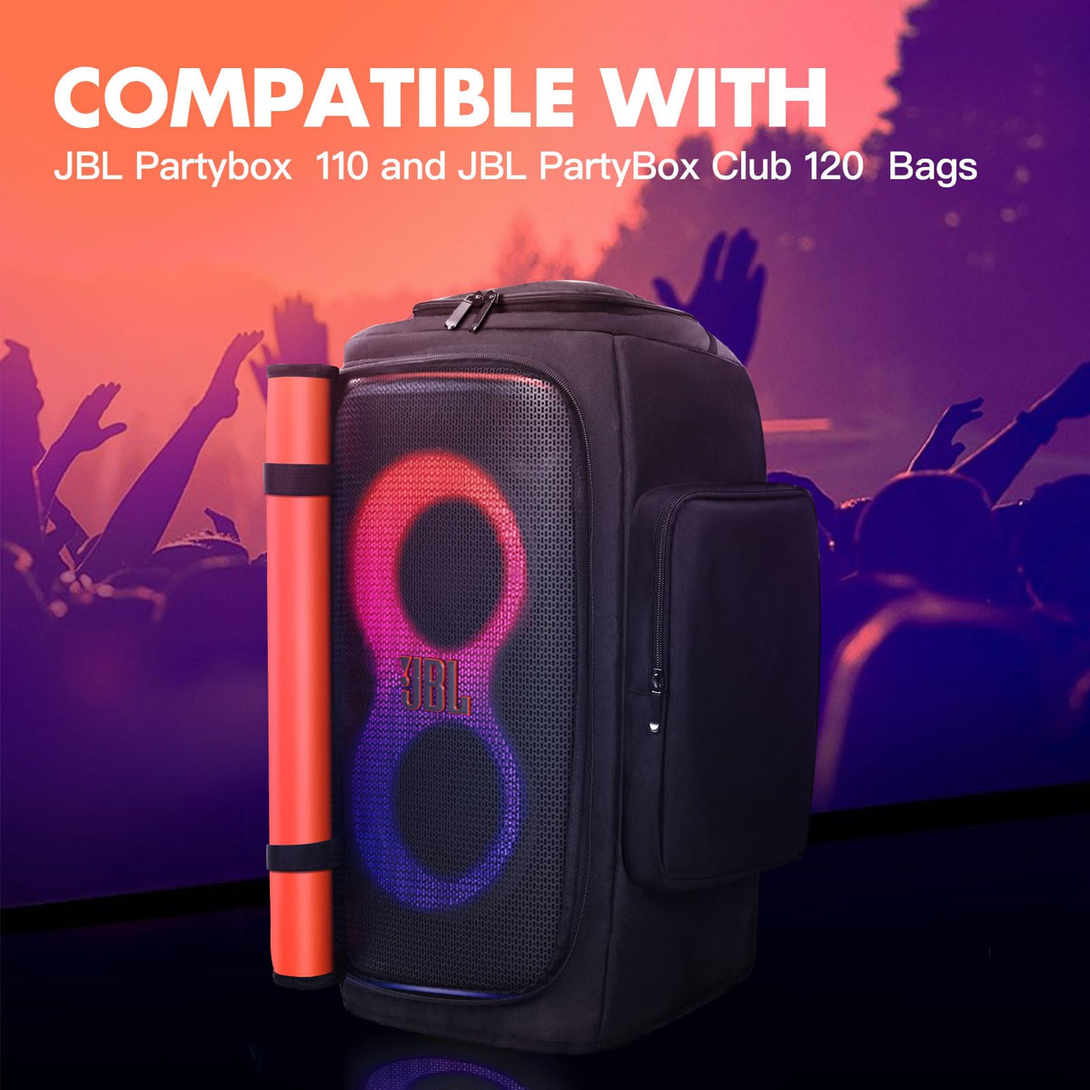 MRINCA side pockets holding microphones and cables for organized transport