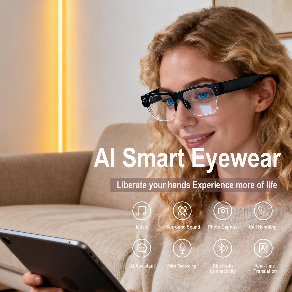 MSCGLYXGS AI Smart Glasses durable metal frame for daily wear