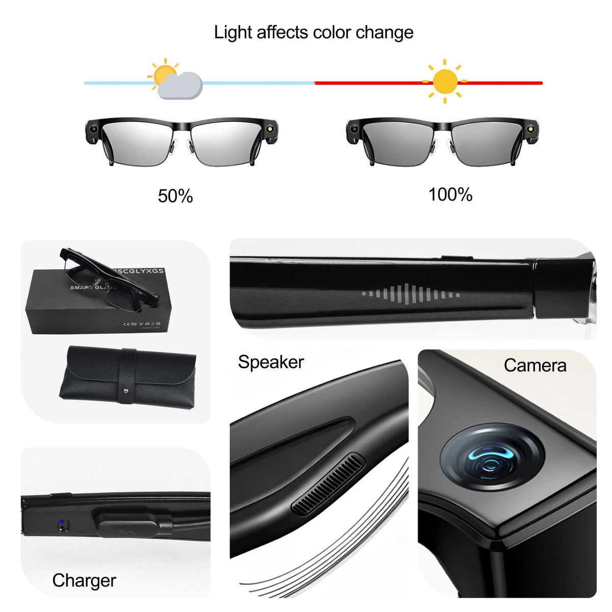 MSCGLYXGS AI Smart Glasses open-ear audio for hands-free listening