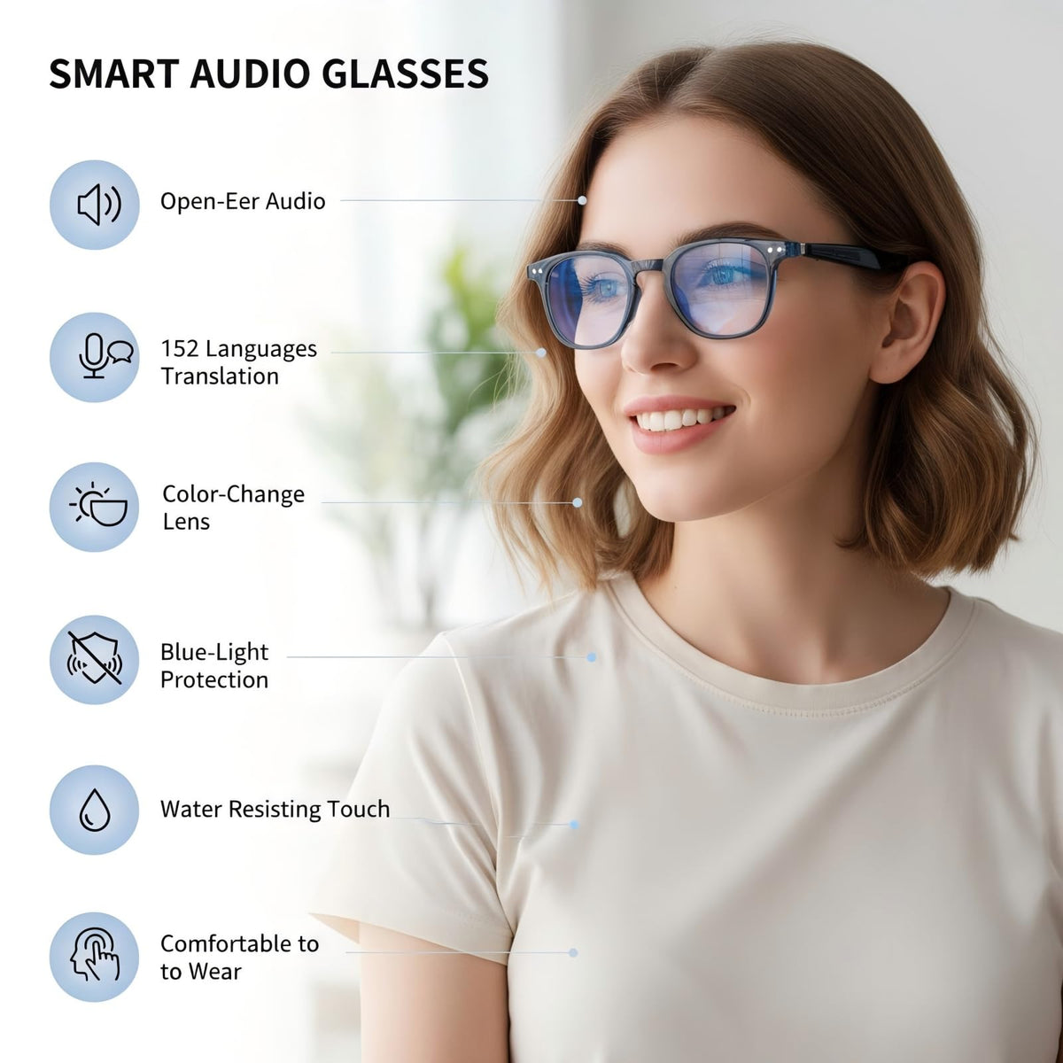 Person wearing MSCGLYXGS while commuting showing safe open-ear listening benefit