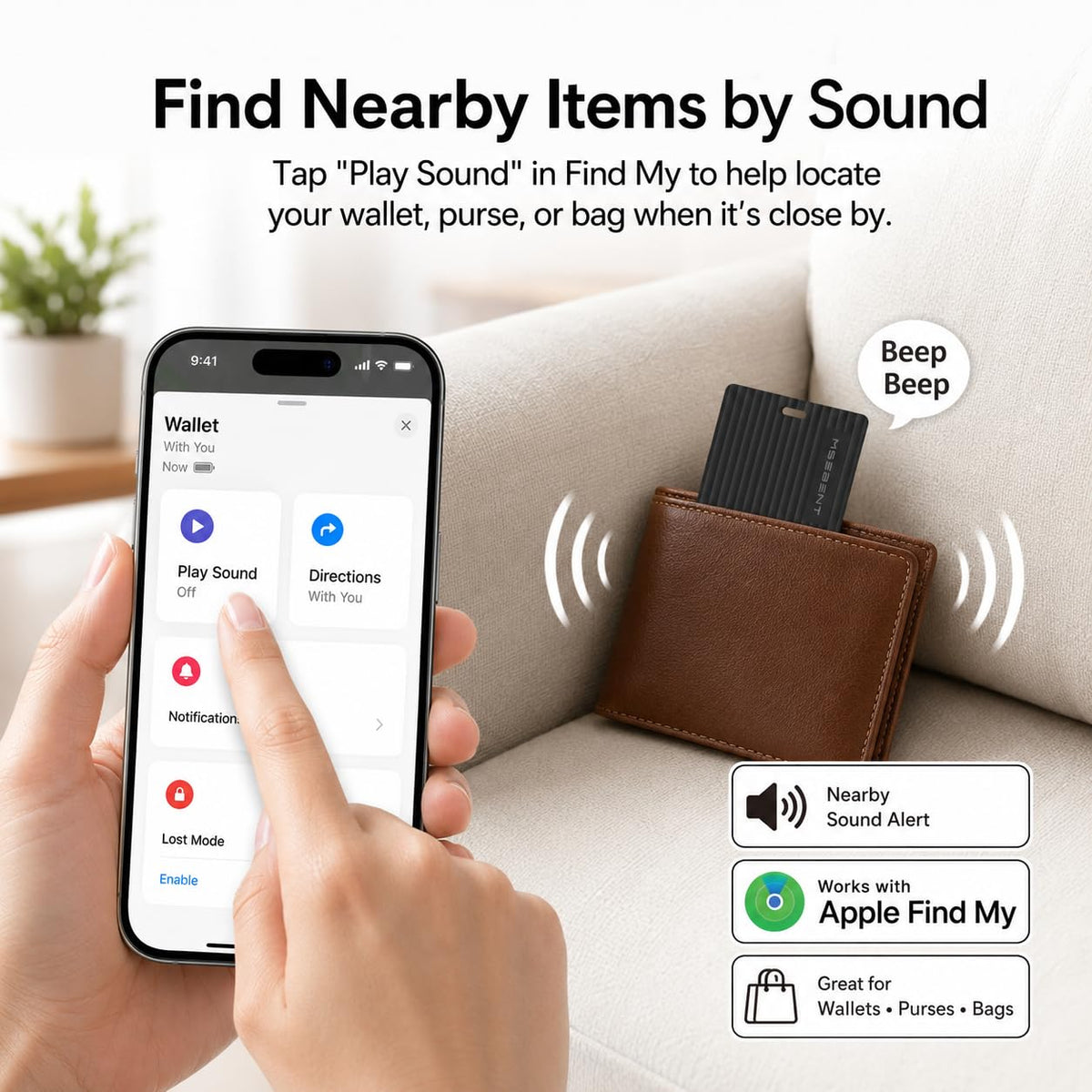 MSEBENT 70-80 dB alert helps locate items quickly
