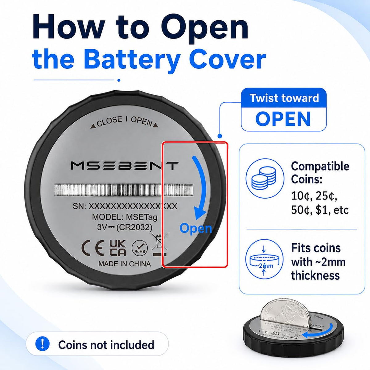 MSEBENT Tracker Tag compatible with Apple Find My on iOS