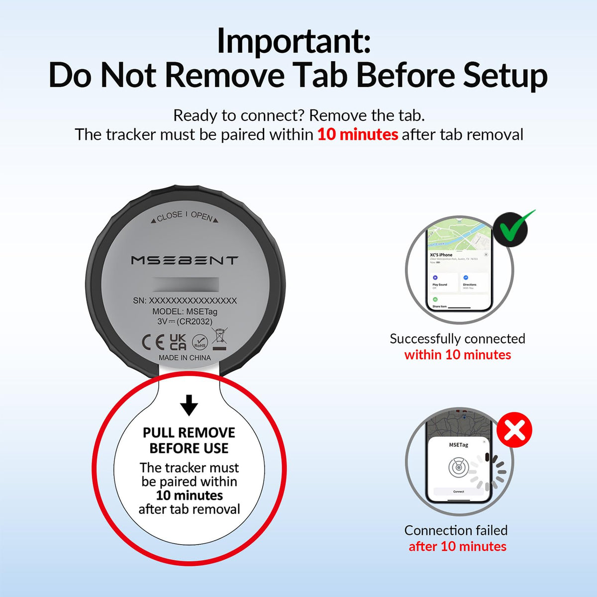 MSEBENT Tracker Tag Find My integration aids iPhone users in item tracking.