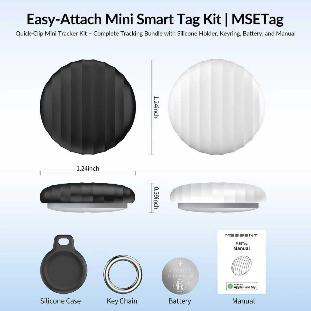MSEBENT Tracker Tag uses replaceable CR2032 battery