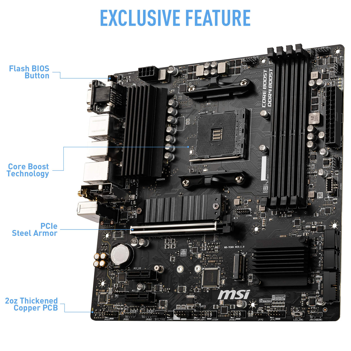 Dual DDR4 memory slots on the MSI board ready up to 64GB for multitasking.