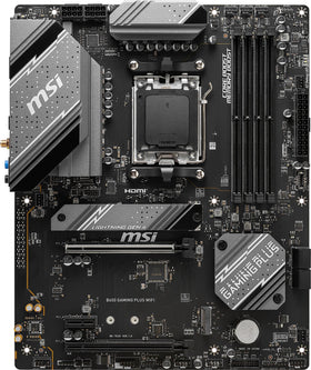 MSI B650 board back panel with Wi-Fi and USB ports for fast connectivity.
