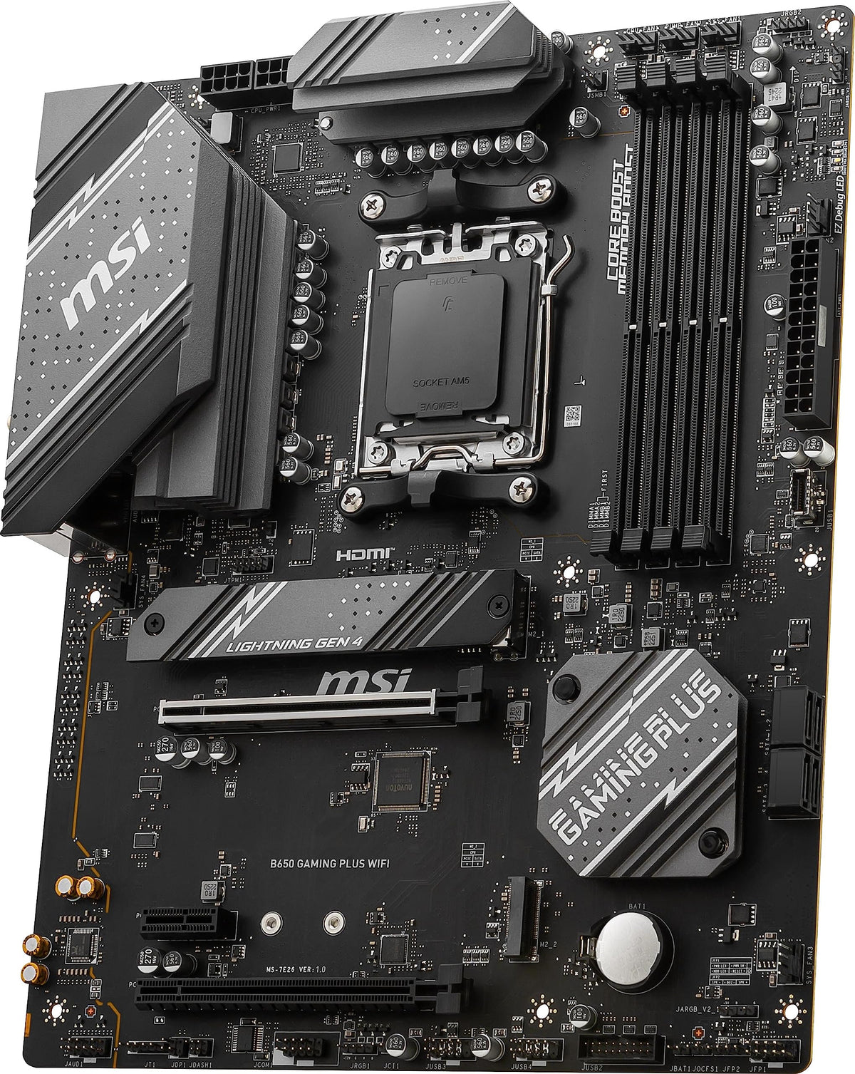 MSI B650 PCIe slots exposed for expandability and multitasking performance.