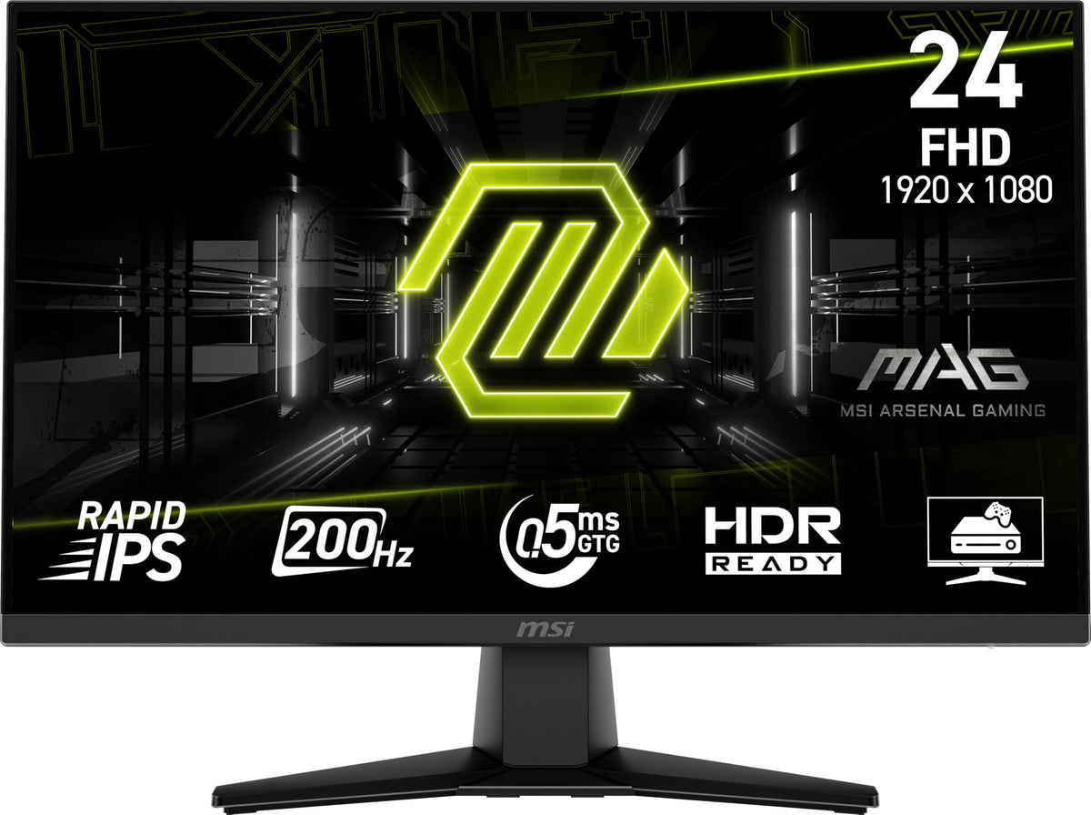 MSI MAG 242F front view showing a responsive gaming panel for immersive play