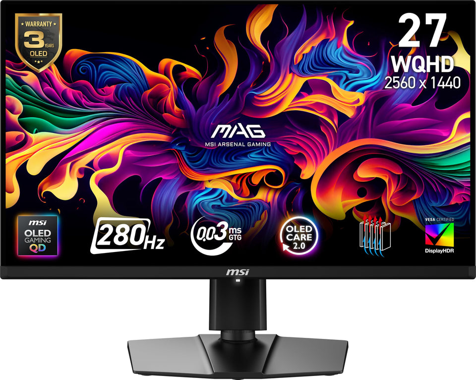 MSI MAG 271QP X28 front view highlighting vibrant colors