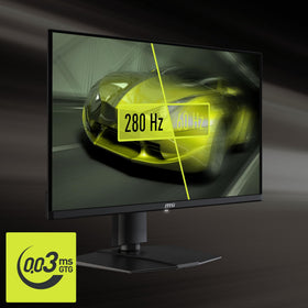 MSI MAG 271QP X28 OLED panel detail showing deep blacks and color depth