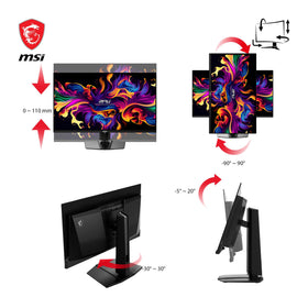 MSI MAG 271QPX ergonomic stand adjusted for comfortable viewing.