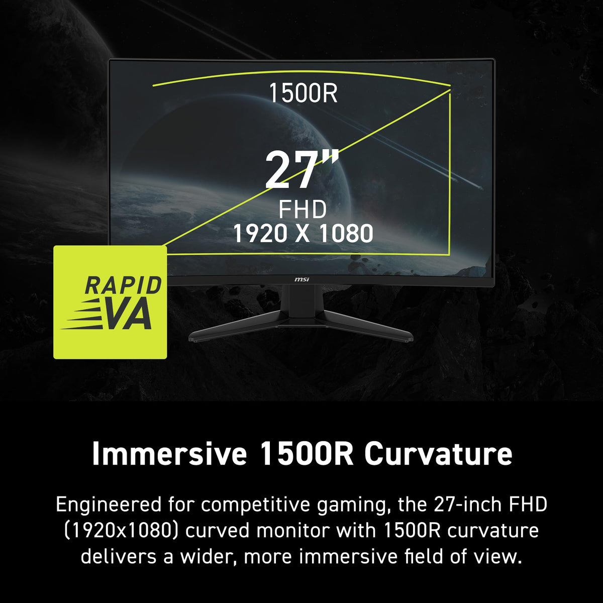 MSI MAG 274CF E20 action scene demonstrates 200Hz refresh for silky motion