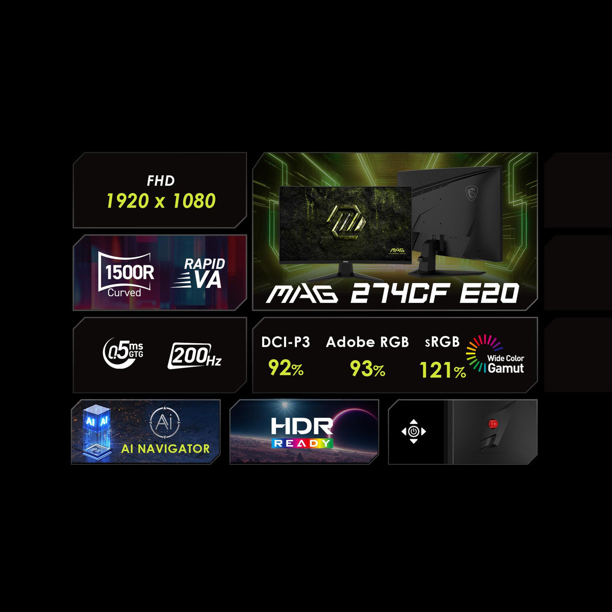 MSI MAG 274CF E20 stand and ports enable quick setup and easy adjustments