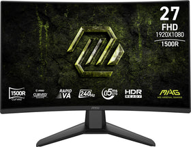 MSI MAG 274CF X24 front view showing slim bezel and clear display for competitive gaming