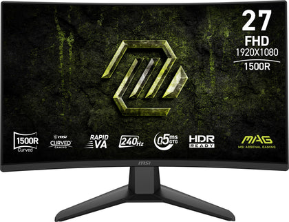 MSI MAG 274CF X24 front view showing slim bezel and clear display for competitive gaming