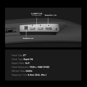MSI MAG 274CF X24 tilt stand enabling ergonomic viewing at the desk