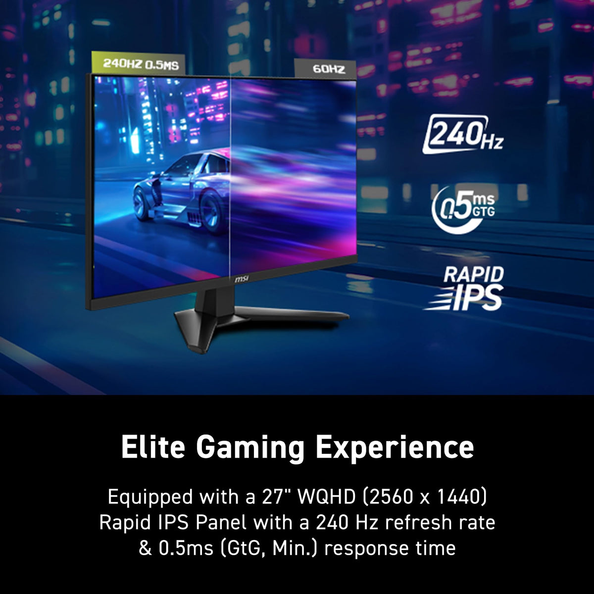 MSI MAG 274QF X24 side profile highlights slim bezel and compact footprint.