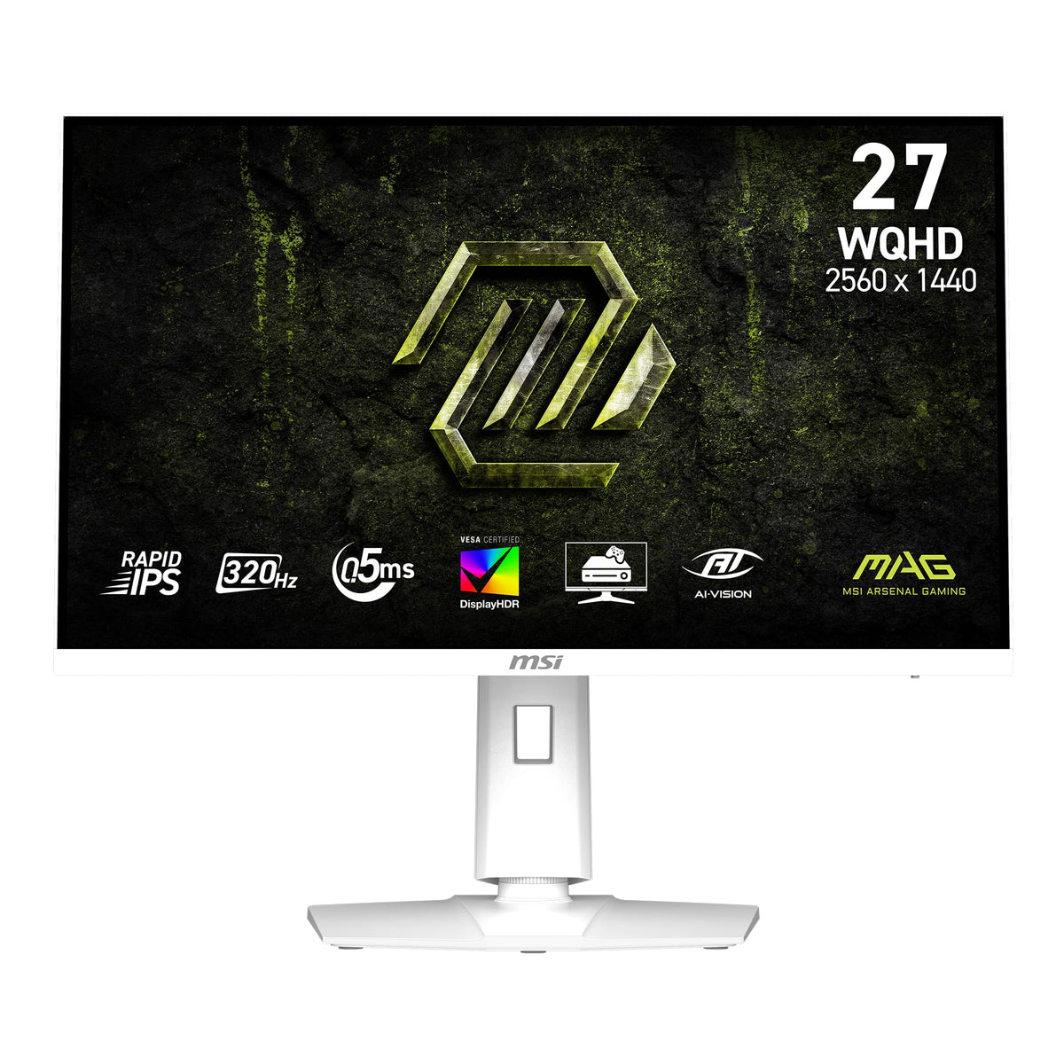 MSI MAG 274QRFW X32 front view for immersive WQHD gaming
