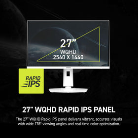 MSI MAG 274QRFW X32 IPS panel closeup shows rapid response