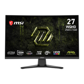 MSI MAG 275CQDF X24 front-angled view highlights immersive gaming presence