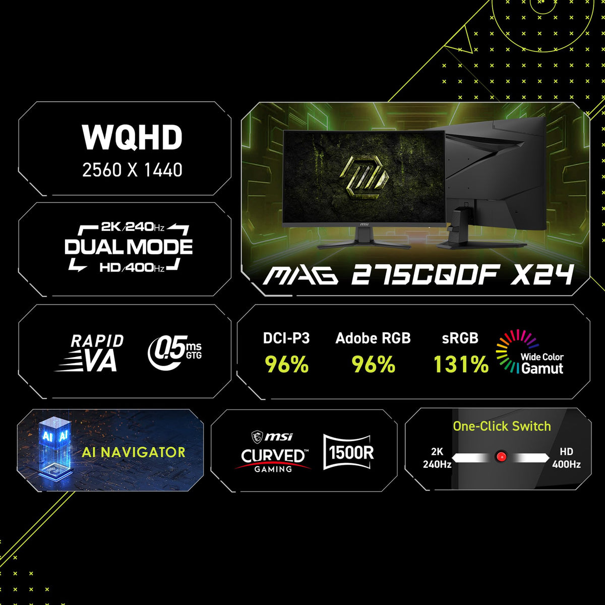 MSI MAG 275CQDF X24 ports and stand enable stable setup
