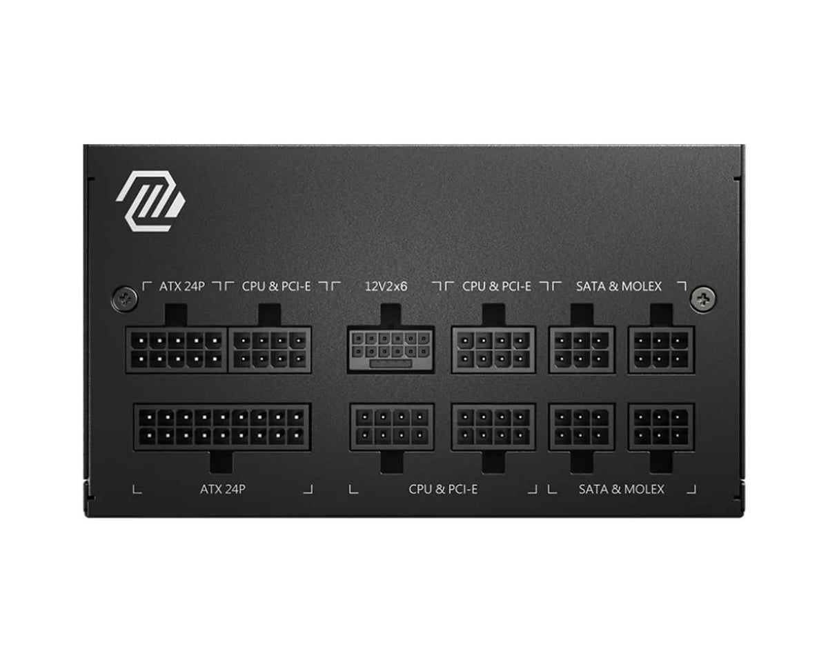 MSI MAG A750GL rear connectors emphasize versatile cable routing and compatibility.