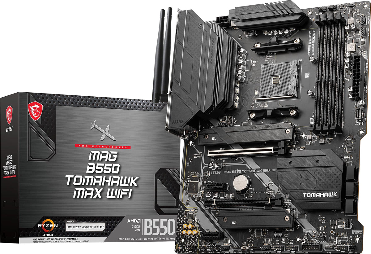 MSI MAG B550 Tomahawk Max WiFi motherboard layout for easy builds and planning.