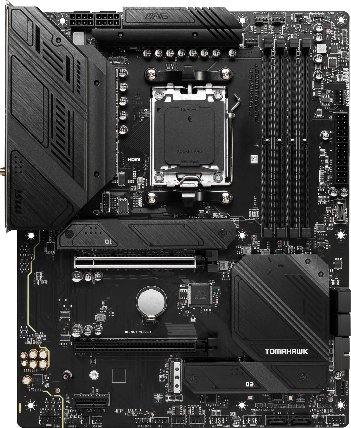 MSI MAG B650 Tomahawk WiFi rear I/O area with fast wired and wireless options