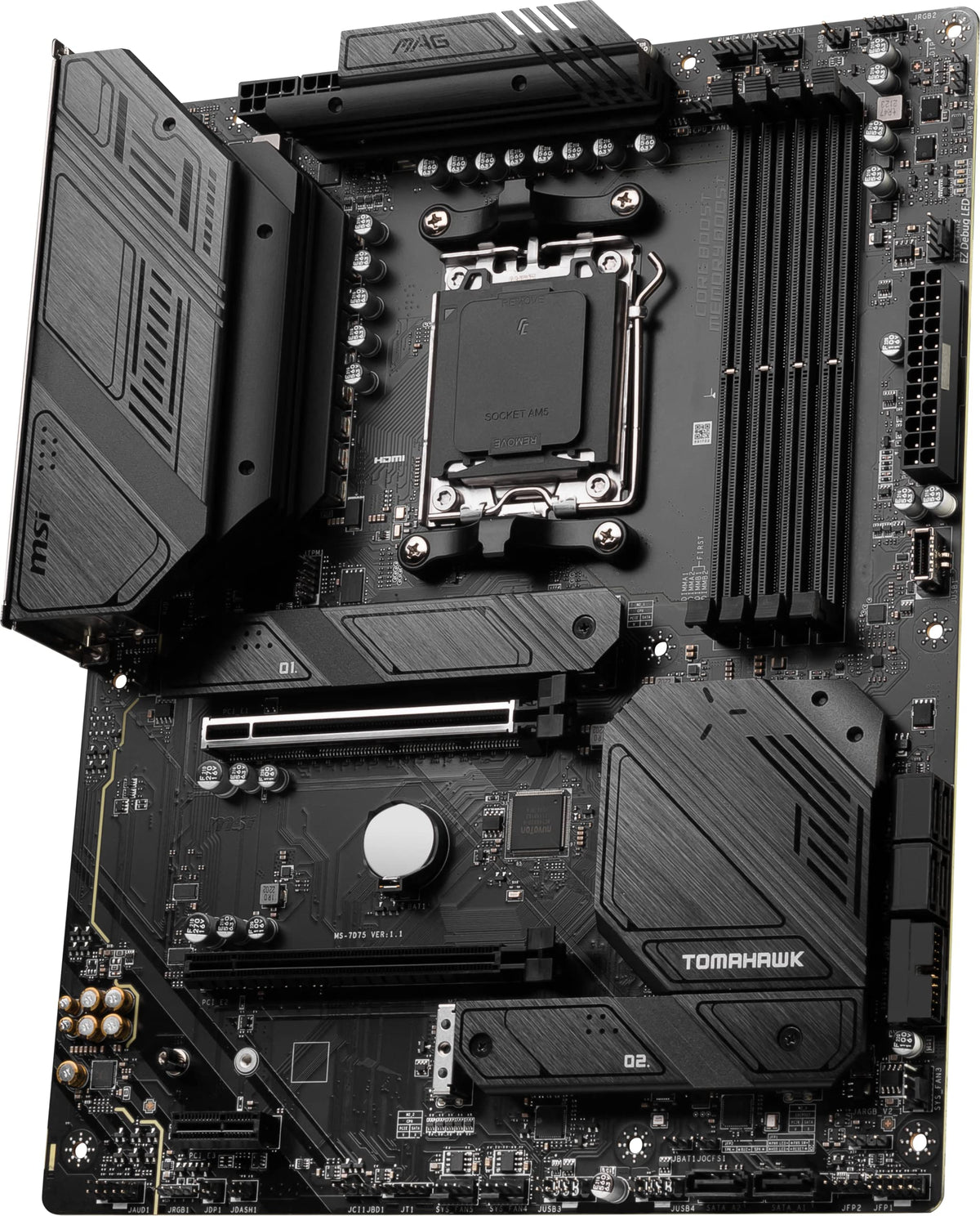 MSI MAG B650 Tomahawk WiFi CPU socket area with robust heat dissipation look